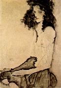 Egon Schiele Girl in Black Germany oil painting artist